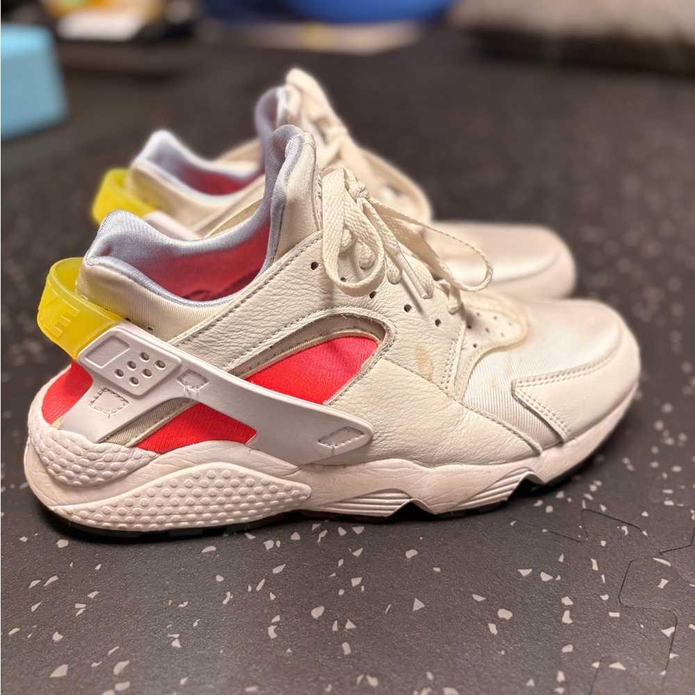 Nike White and Pink Huarache Shoes